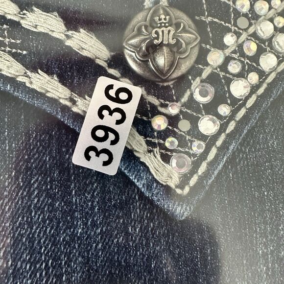 Miss Me Jeans Womens 30 Blue Easy Boot Midrise Sequin Rodeo Stretch Western - Picture 13 of 13